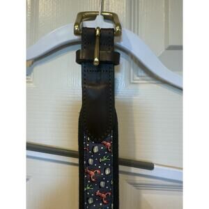 Vinyard Vines RARE!! Shrimp Boil Woven Ribbon Brass Buckle Belt Sz 32 USA Made